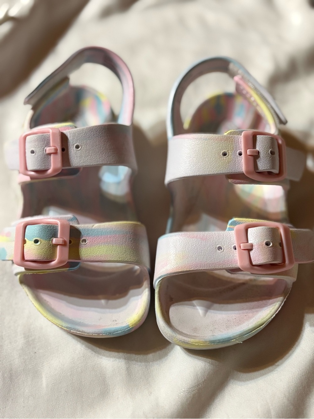 Cat & Jack Pastel Rainbow Buckle Sandals - Pink Multicolor